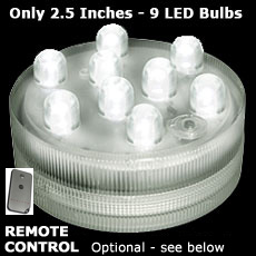 9 LED Remote Control White Submersible Acolyte Sumix9