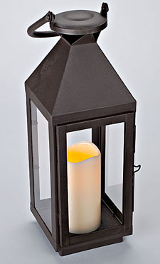 17 Inch Large Lantern with LED Candle - 5 Hr Timer