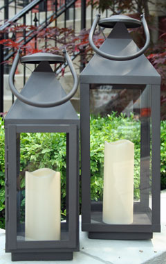 17 Inch Large Lantern with LED Candle - 5 Hr Timer