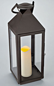 20 Inch Large Lantern with LED Candle - 5 Hr Timer