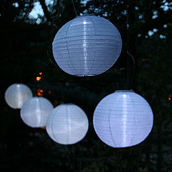White Outdoor Solar Powered Lantern with White LED