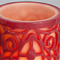 Flameless Carved Wax Intricate Cross Silhoutte Red and Ivory