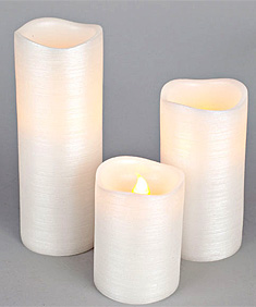 Pearl White Flamless  4, 6 and 8 Inch  LED Candles - Set of 3