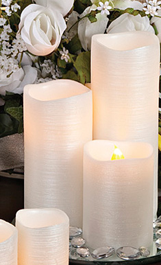 Pearl White Flamless  4, 6 and 8 Inch  LED Candles - Set of 3