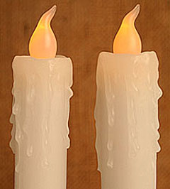 White Flameless Taper Candle 16.5 Inch - Set of 2 Yellow Flame