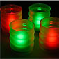 Red and Green Set of 4 Tealights with Frosted Glass Votives