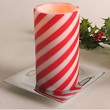 Flameless Red - White Candy Cane Candle with Gift Bag