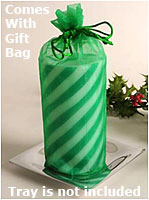 Flameless Green - White Candy Cane Candle with Gift Bag