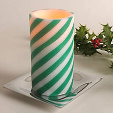Flameless Green - White Candy Cane Candle with Gift Bag