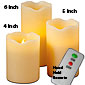 Set of 3 Remote Control Flameless Candles 4 - 5 - 6 Inch
