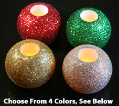 Mini Wax Flameless Glitter Balls - Silver - Set Of 2