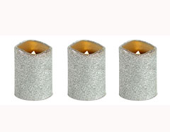 Set of 3 Champagne Glitter 4 Inch Flameless Candles - Timer