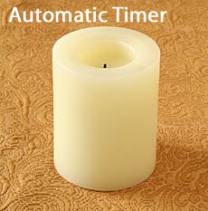 4 Inch Unscented  Round Cream Flameless Candle  With Auto Timer