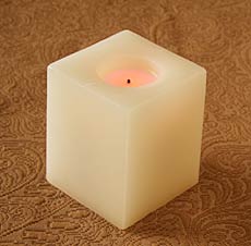 4 Inch Square Champagne Flameless Candle