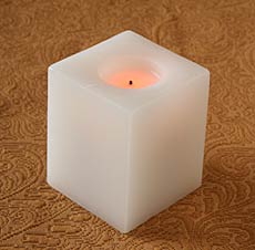 4 Inch Square White Flameless Candle