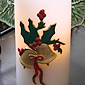 Candle  with Bells and Holly  8 Inch Flameless Candle