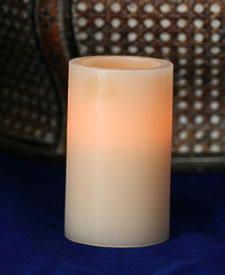 Flameless 5 Inch Round Cream Colored Candle