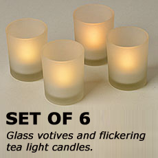 White Flameless Votives with LED Tea Lights Set 6