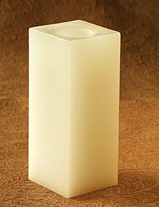 8 Inch Square Champagne Flameless Candle with Timer