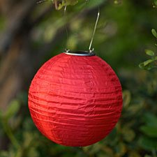 Red Outdoor Solar Powered Lantern with White LED