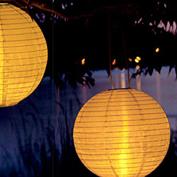 White Outdoor Solar Powered Lantern with Amber LED