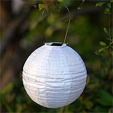White Outdoor Solar Powered Lantern with Amber LED