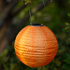 Orange Outdoor Solar Powered Lantern with White LED