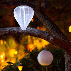 Outdoor Solar Teardrop Lantern - Pearl with White LED