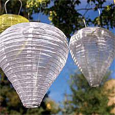 Outdoor Solar Teardrop Lantern - Pearl with White LED