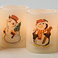 Set Of 4 Snowmen & Penguin Holiday Flameless Candles
