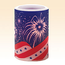 Celebrate America Flameless Blue Pillar Candle