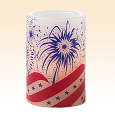 Celebrate America Flameless White Pillar Candle