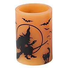 Halloween Flying Witch Flameless Candle with Haunting Sounds