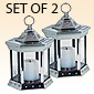 Flameless Solar Lantern With Candle - Set of 2