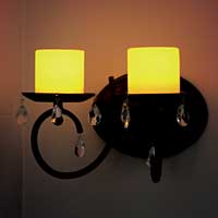 Black Crystal Flameless Double Wall Sconce