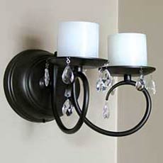 Black Crystal Flameless Double Wall Sconce