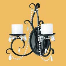 Black Crystal Flameless Double Wall Sconce