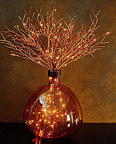 Electric Copper Coral Willow Branch - 20 Inch 40 Lights