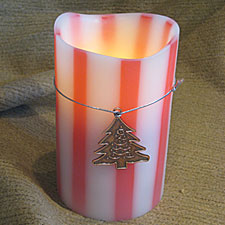 Mint Scented 3 x 5 Inch Candy Cane Flameless Candle