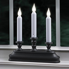 White LED Cordless Three Tier Window Candle - Aged Bronze Finish