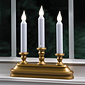 White LED Cordless Three Tier Window Candle - Antique Gold Finish