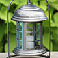 Round Flameless Lantern With Pewter Finish - Auto Off