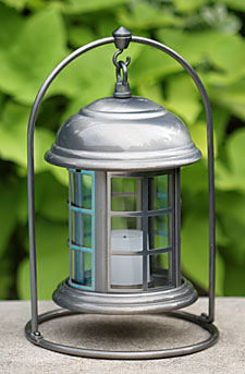Round Flameless Lantern With Pewter Finish - Auto Off
