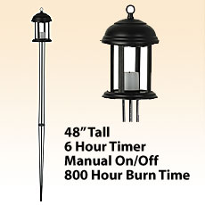 48 Inch Black Tiki Torch with Flameless Candle