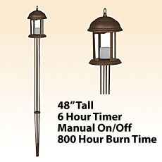 48 Inch Rust Tiki Torch with Flameless Candle