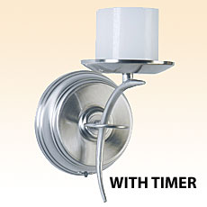 Brushed Nickel Flameless Crescent Wall Sconce with Timer