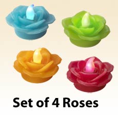 Flameless Floating Tea Light Rose - Set of Four