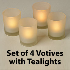 White Flameless Votives with LED Tea Lights Set 4
