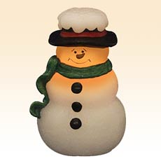 Flameless Hand Painted Snowman - Green Scarf