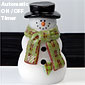 Flameless Snowman Candle with Plaid Scarf and Timer